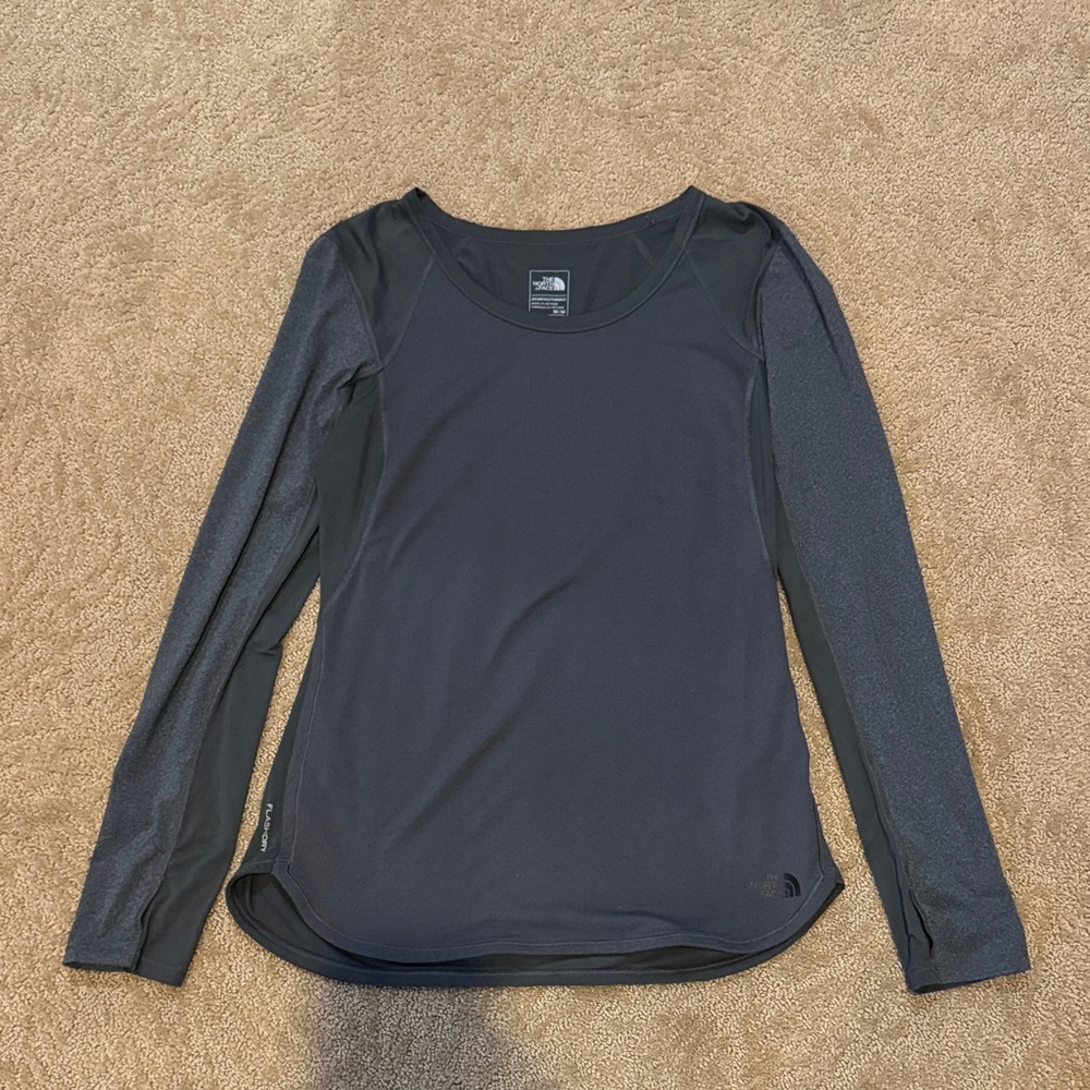 The North Face Women's Flash Dry Long Sleeve Dark Gray Shirt, Size Medium